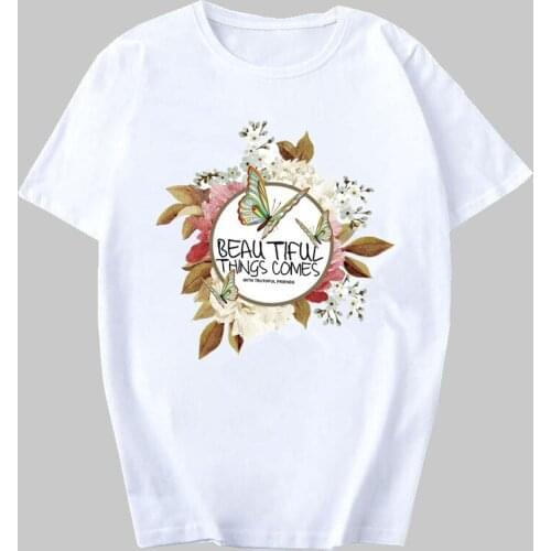 New Women T shirts Casual Harajuku Flower Printed Tops Tee Summer Female T Shirt Womens T-Shirt kawaii clothes