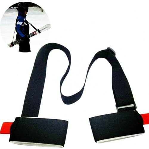 New Adjustable Ski snowboard easy backpack cross country Ski Pole Shoulder Hand Carrier Lash Handle Dual Board Strap bag Black