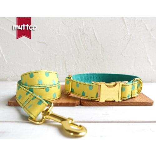 MUTTCO retailing self-design green personalized handmade collar THE DINOSAUR FOOTPRINTS 5 sizes dog collar UDC052B