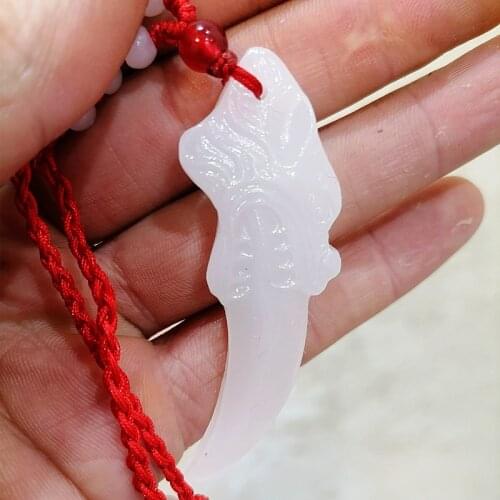 Natural Chinese White Jade Hand Carved Fu Character Pendant Fashion Boutique Jewelry Men and Women Necklace Popular Gifts