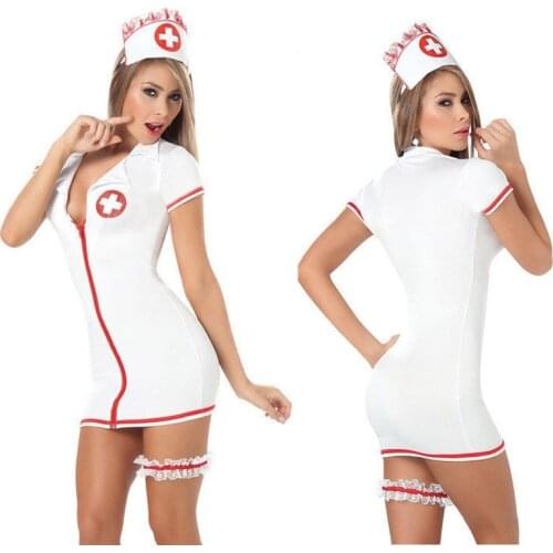 Hot Fashion Zipper Jumpsuit Sexy Doctor Nurse Uniform Passion Temptation Suit European And American Erotic Lingerie