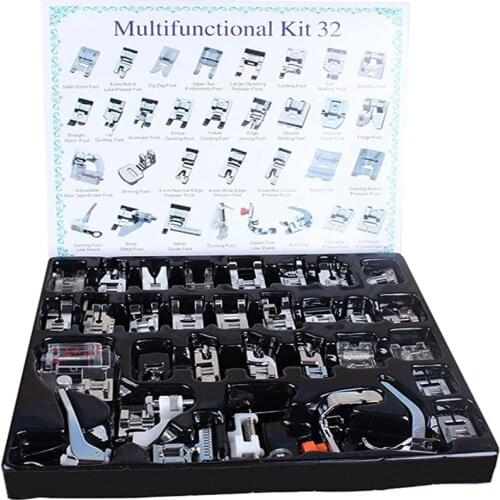 32pc Sewing Machine Presser Foot Press Feet For Brother Singer Sew Kit Braiding Blind Stitch Over Lock Zipper Ruler