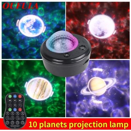 OUFULA New 10 Planets Projection Lamp Black Laser Light USB Plug with Remote Control Creative for Home