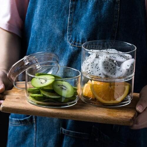 430ml Simple Heat-resistant Glass Bowl Transparent Storage Bowl Fruit Dry Food Salad Dessert Container Glass Can Tableware sets