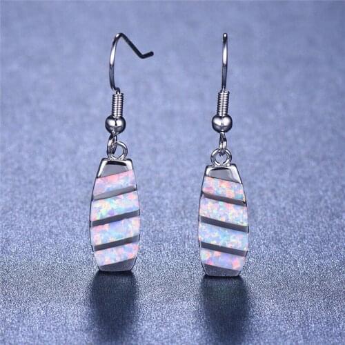 Unique Style Female Bride Wedding Drop Earrings Boho Blue White Fire Opal Earrings Cute Long Dangle Earrings For Women