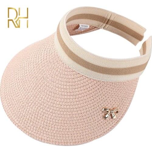 Parent child summer hats Mother daughter family Visor straw hat simple big wide brim elastic sweatband holiday travel sun Cap