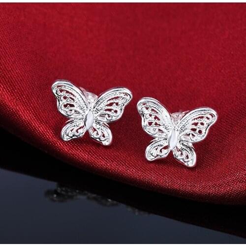 Special offer 100% 925 Sterling Silver Earrings for Women party Jewelry elegant butterfly Ear studs Earrings Christmas Gifts