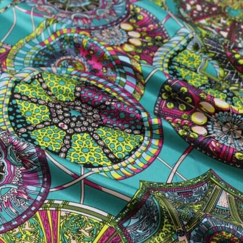 Vintage print satin Soft craft sewing Sateen tilda scarf Fabric silky printed DIY cosplay ribbon Fabrics