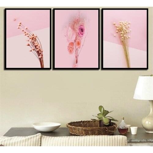 Waterproof Print Canvas Painting Stylish For Living Room Modern Pink Flowers Series Poster Nordic Wall Artwork Unframed
