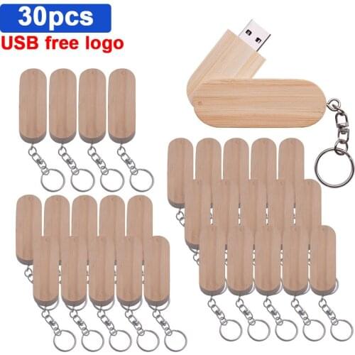 30pcs/lot USB 2.0 High Speed Wooden USB Flash Drive Pen Drive Real Capacity 4GB 8GB 16GB 32GB 64GB Wedding Gift Free Custom Logo