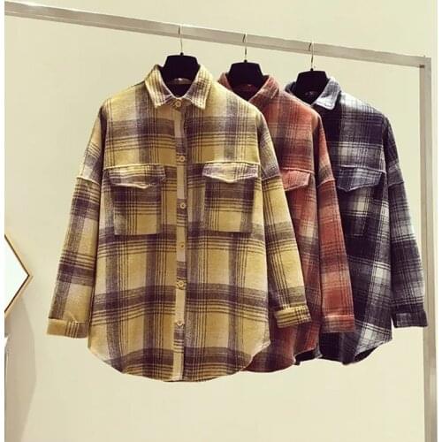 2020 Autumn Women Winter Blouse Korean Long Sleeve Plaid Womens Tops And Blouses Vintage Women Shirts Blusas Roupa Feminina Tops