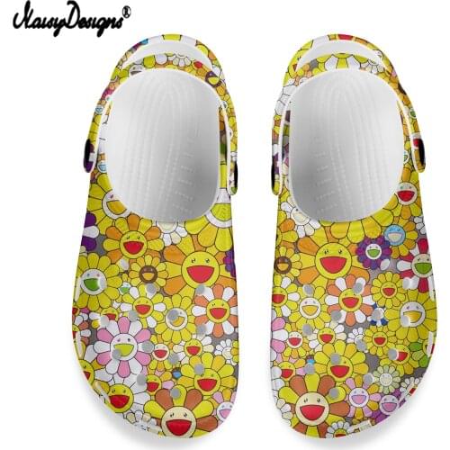 NOISYDESIGNS Sunflower Printed Women Sandals Hole Shoes Men Beach Shoes Light Sandals Home Slippers Outdoor Summer Leisure Shoes