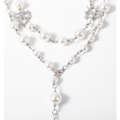 Women Fashion Elegant Hollow Out Heart Faux Pearl Multi-layers Necklace Jewelry Gift For Gifts Wedding Party Pendant Accessories