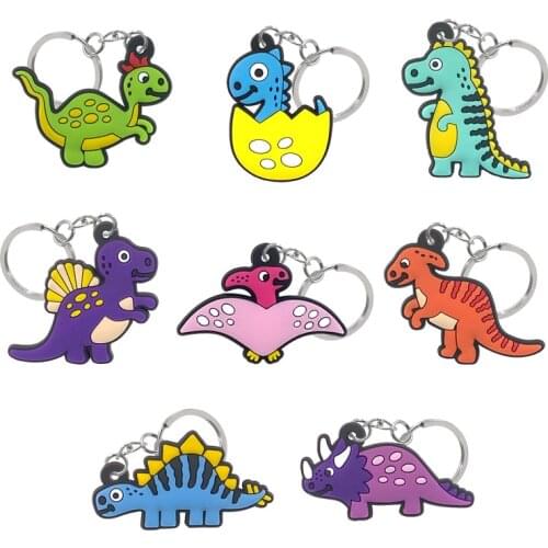 1PCS PVC key holder new creative pattern cute cartoon dinosaur key chains Animal Keyirng charm fit Couple Car Bag Pendant Gifts