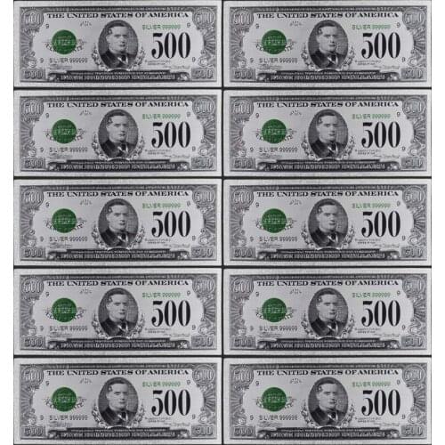 10pcs/lot 10 24k Gold Foil Colorful Double Design Dollar Banknotes Gold Foil Plated Banknote Money for Colletion 1918