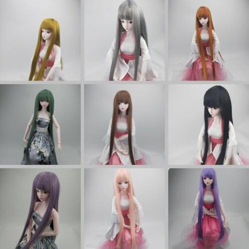 11 Colors High Temperature Fiber Straight Doll Hair With Bangs Female fit for 1/3 Bjd Doll Free Shipping