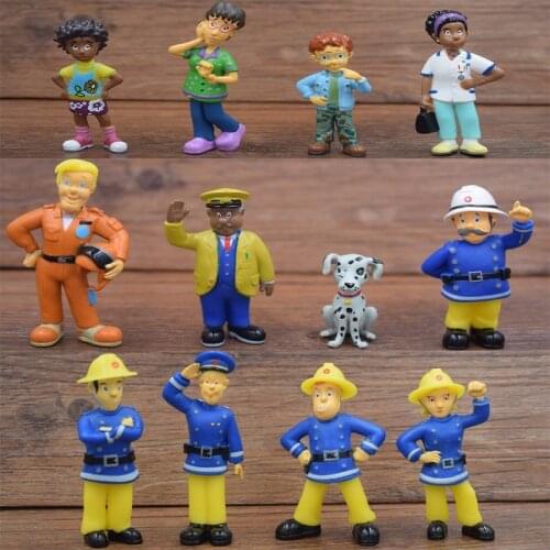 12pcs/set Fireman Sam Cartoon 3-6cm Movie Action Figure Toys For Children
