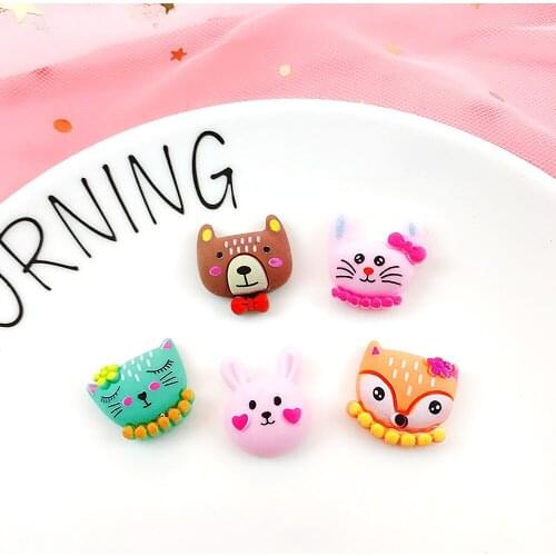 6Pcs 20mm 5type Animals Charms Diy Findings Fox Wolf Bear Rabbit Cat Charm Pendant Earring Accessories Jewelry Making Handmade