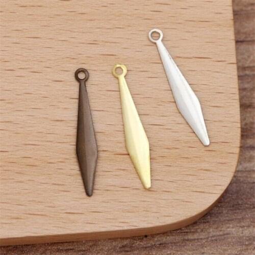 BASEHOME 100pcs 3x20mm Pendant Charms Vintage Metal Waterdrop Shape Jewelry Findings for DIY Necklace Earrings Accessories