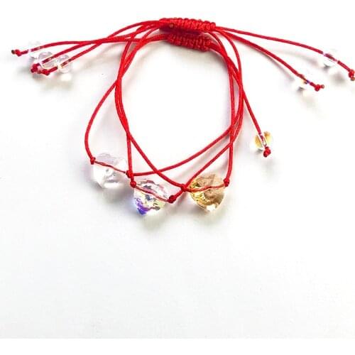 Baffin Heart Bead Bracelet Crystals From Swarovski Lucky Red String Braiding Chain Couple Bracelets For Women Kids Wish Jewelry