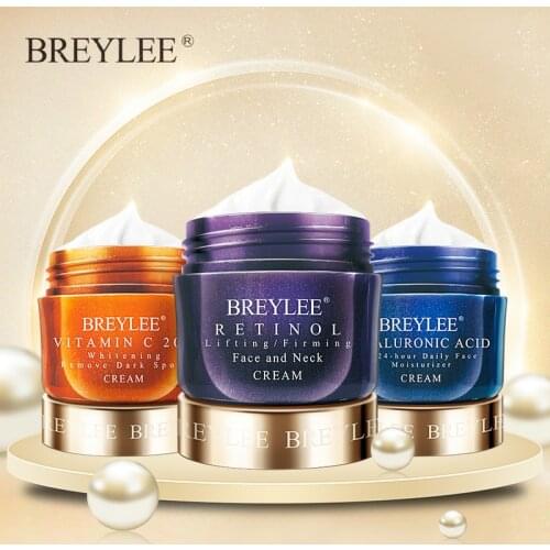BREYLEE Face Cream Hyaluronic Acid Moisturizing Day Cream Retinol Anti Wrinkle Vitamin C Whitening Skin Care Acne Treatment 40g