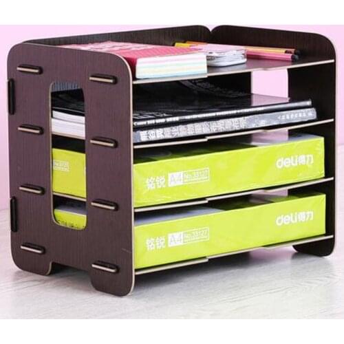 Paperboat A4 Multi Layer Wooden Kawaii File Rack High-quality School Magazine Holder Office Bookshelf Creative Document Tray