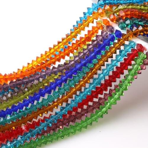 95pcs 6mm Bicone Austria Crystal Beads Charm Glass Beads Loose Spacer Bead DIY Jewelry Making Decorative Stones