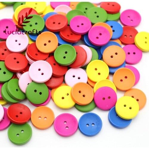 Lucia crafts 2-Holes Cartoon Wood Button Mixed Color Wooden Buttons Clothing Accessories E0217