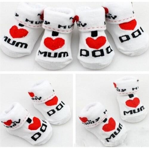 Baby Socks Cotton+Polyester Rubber slip-resistant Floor Socks Love Dad Love Mum Cartoon Kids Socks