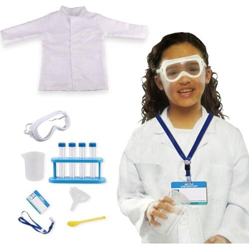 Kids Scientist Cosplay Costume Professional Experience Gifts Childrens Laboratory Costumes Doctor White Coat Kindergarten Toys