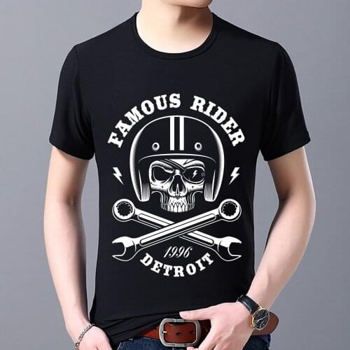 New Mens T-shirt Summer Fashion Black All-match Short Sleeve Harajuku Style Skull Pattern Series Male Tops Casual Man Clothes
