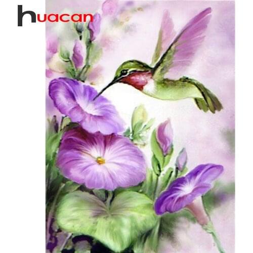 Huacan 5d Diamond Painting Humming Bird Home Decoration Mosaic Flower Diamond Art Full Drill Handmade Gift