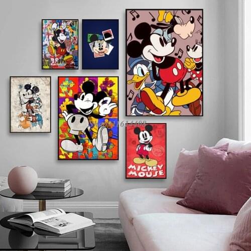 Canvas Painting Disney Anime Mickey Mouse Donald Duck Cartoon Posters and Prints Wall Art Pictures Kids Living Room Home Decor