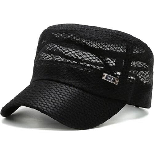 Snapback Cap Summer Mens Flat Cap Breathable Army Military Hats Men Women Hollow Mesh Cap Casual Bone Fishing Cap Couple Hat