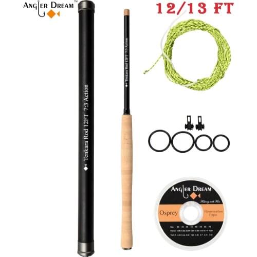 Tenkara Fly Fishing Combo 12 / 13FT Graghite IM8 Carbon Fiber Fly Fishing Rod Tenkara Line Furled Leader 5X Flouorocabon Tippet