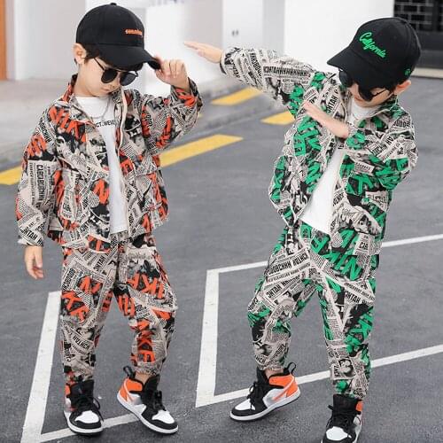 2021 New Childrens Full Printing Tooling Suit Camouflage Clothing Sports Casual Fashion Hoodie Two-Piece Set Kids Boy Clothes