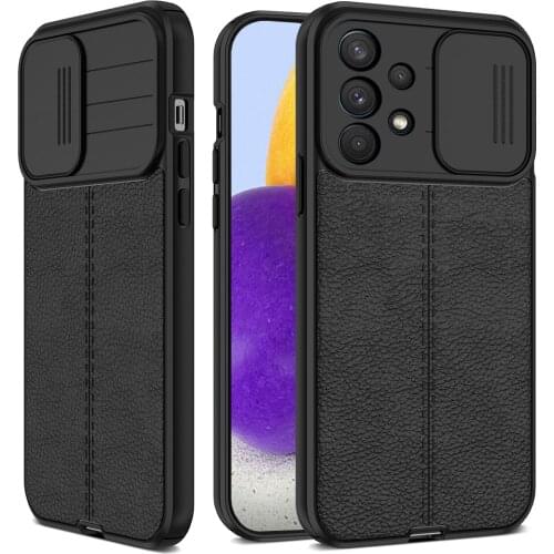 Lychee Pattern Leather Case for Samsung Galaxy A72 A52 A52S A32 A22 A12 A11 A21S A31 A51 A71 M12 M11 Pull Lens Protection Cover