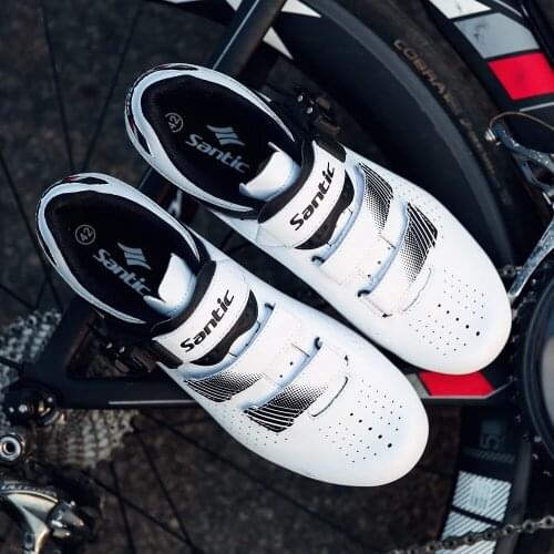 Santic Cycling Shoes Breathable Non-slip Palladium Buckle Velcro Bicycle Road Shoes Lightweight Men Women Asian Size WS20012