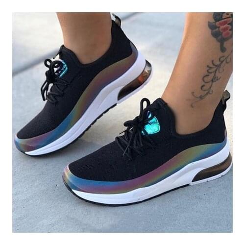 2020 New Women Sneakers Mixed Color Lace up Ladies Vulcanized Shoes Casual Breathable Woman Comfort Walking shoes Female Flats