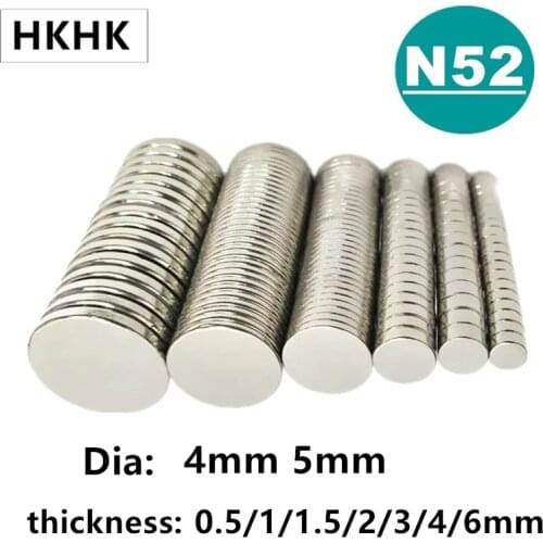 Hall sensor magnet N52 4x0.5 4x1 4x3 4x2 5x0.5 5x1 5x2 mm strong Circular Disc Magnet Neodymium Magnet NEW Art Craft Connection