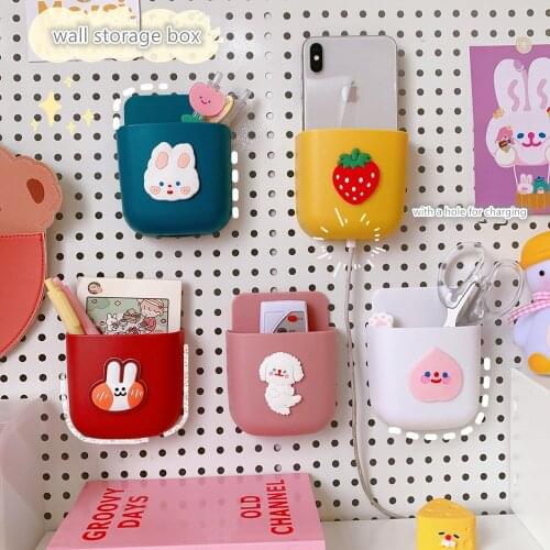 MINKYS New Arrival Kawaii Wall Mounted Storage Box Pen Holder Bedroom Washroom Organizer Cute Stationery Makeup Brush Box