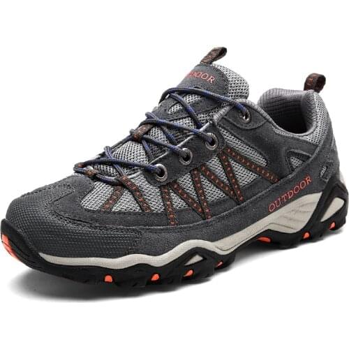 Men Durable Hiking Shoes Women Non-Slip Outdoor Trekking Sneakers Unisex Breathable Tactical Climbing Shoes Plus Size