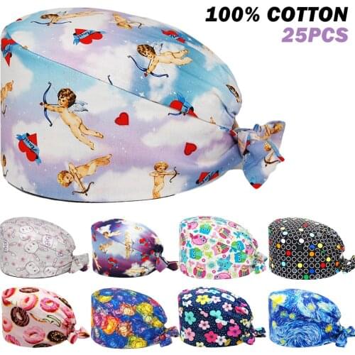 New Surgicals Hats Cupid Printing Adjustable Scrubs Caps Health Working Accessories Pet Shop Chef Lab Work Nursing Cap Wholesale