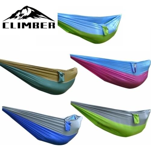 【New store 】 Outdoor Hammock Nylon Fabrics Double Person Rope Multi-color Hanging Bed with Portable Storage Bag