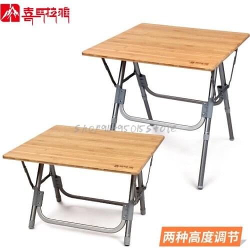 Outdoor Bamboo Folding Table And Chair Self Driving Camping Barbecue Table Portable Aluminum Alloy Table