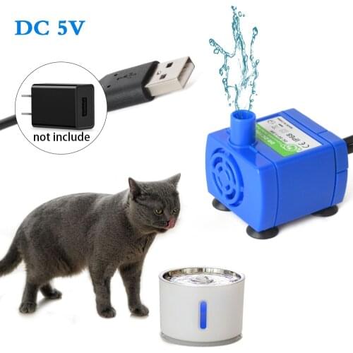 Mini Brushless 3.5W Fountain Water Pump Submersible pump DC 5V with blue LEDUSB socket line length 1.8 m for pet water dispenser