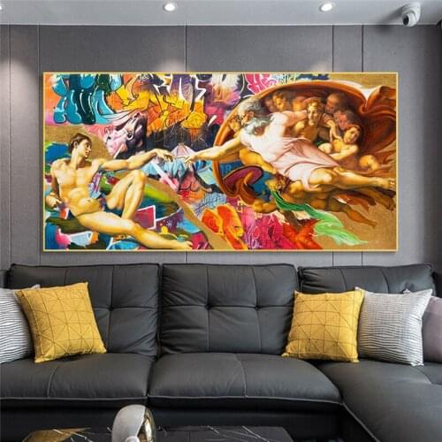 Creation of Adam Graffiti Posters Canvas Decorative Print Wall Art Painting Home Decor for Living Room Pictures Decorations