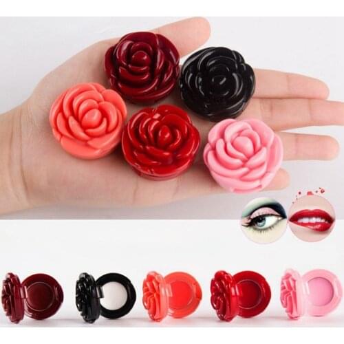 Empty Eyeshadow Case Lipstick Box Rose Flower Shape Cosmetic Packing Containers Cute Refillable Makeup Dispenser With Mirror