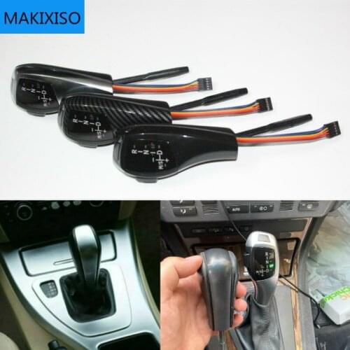 Shifter Lever PU Leather Carbon Fiber Black Silver for 3 5 Series E60 E61 2004-2007 E46 Accessories LED Gear Shift Knob