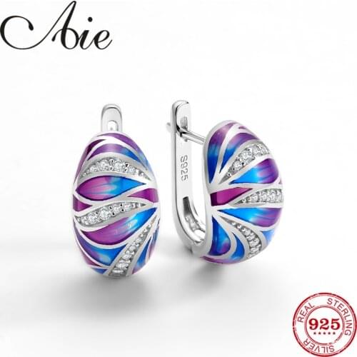 Stud earrings for women with Cubic Zirconia Beautiful Blooming radial flower petals Fine Jewelry Handmade Enamel